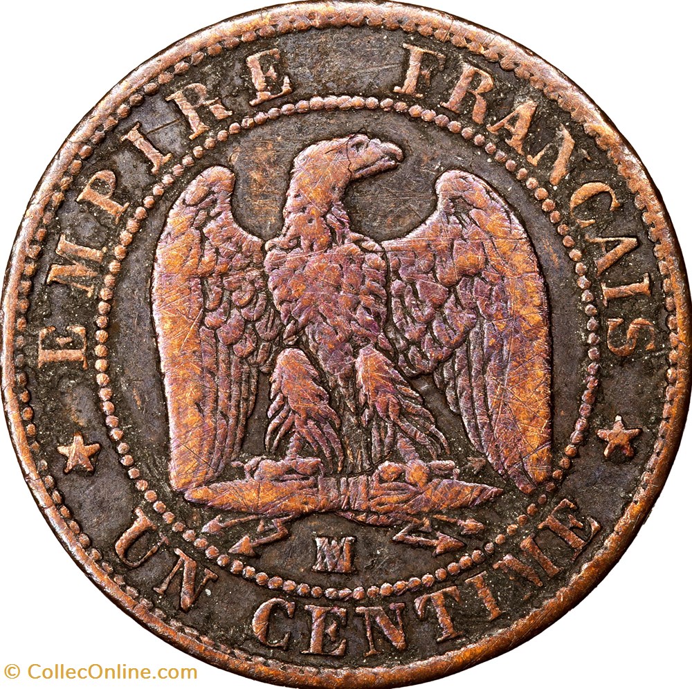 Un centime, tête nue, Napoléon III, 1854, Marseille monnaies monde france un centime tete nue napoleon iii 1854 marseille