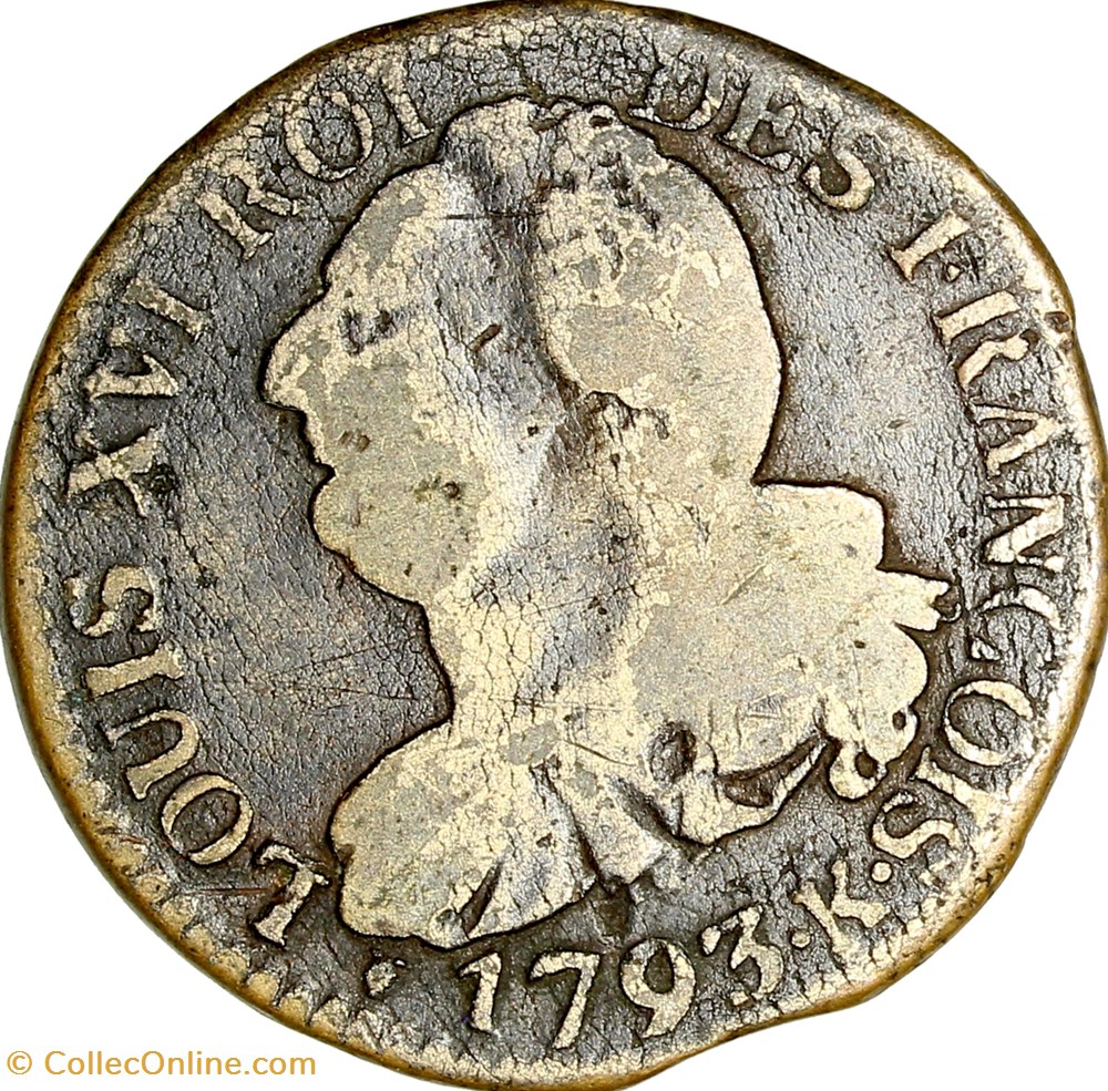 6 deniers au faisceau, type François, Louis XVI, 1793, an 5, Bordeaux monnaies monde france 6 deniers au faisceau type francois louis xvi 1793 an 5 bordeaux