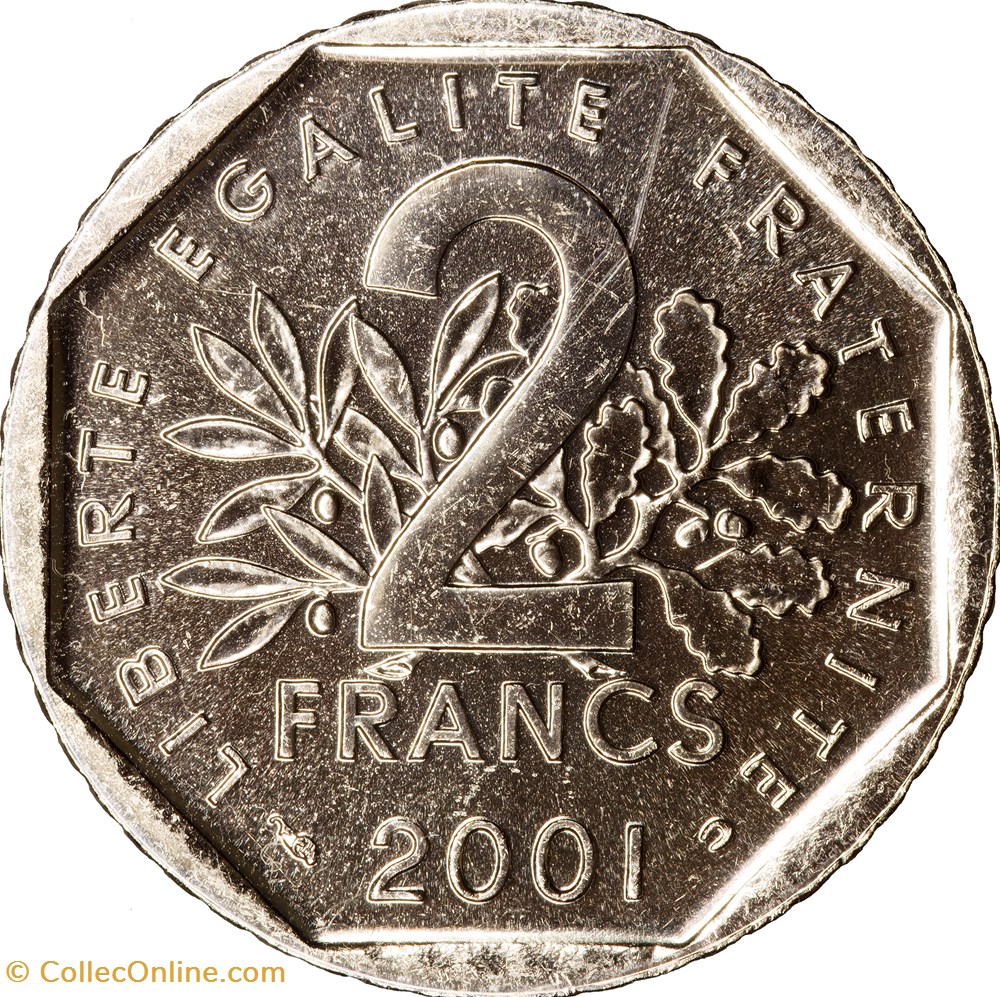 2 francs Semeuse, nickel, BU, 2001 monnaies monde france 2 francs semeuse nickel bu 2001