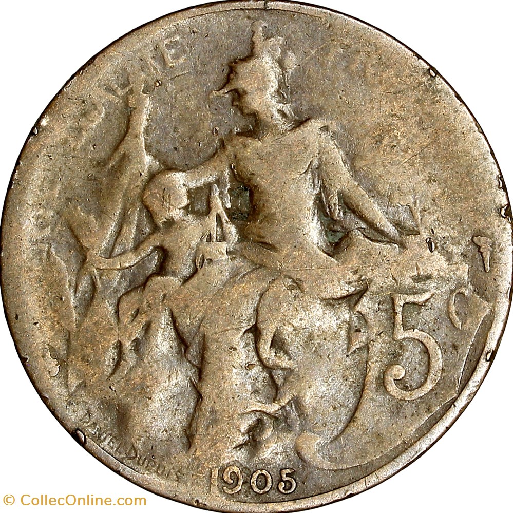 5 centimes Daniel-Dupuis, IIIe République, 1905 monnaies monde france 5 centimes daniel dupuis iiie republique 1905