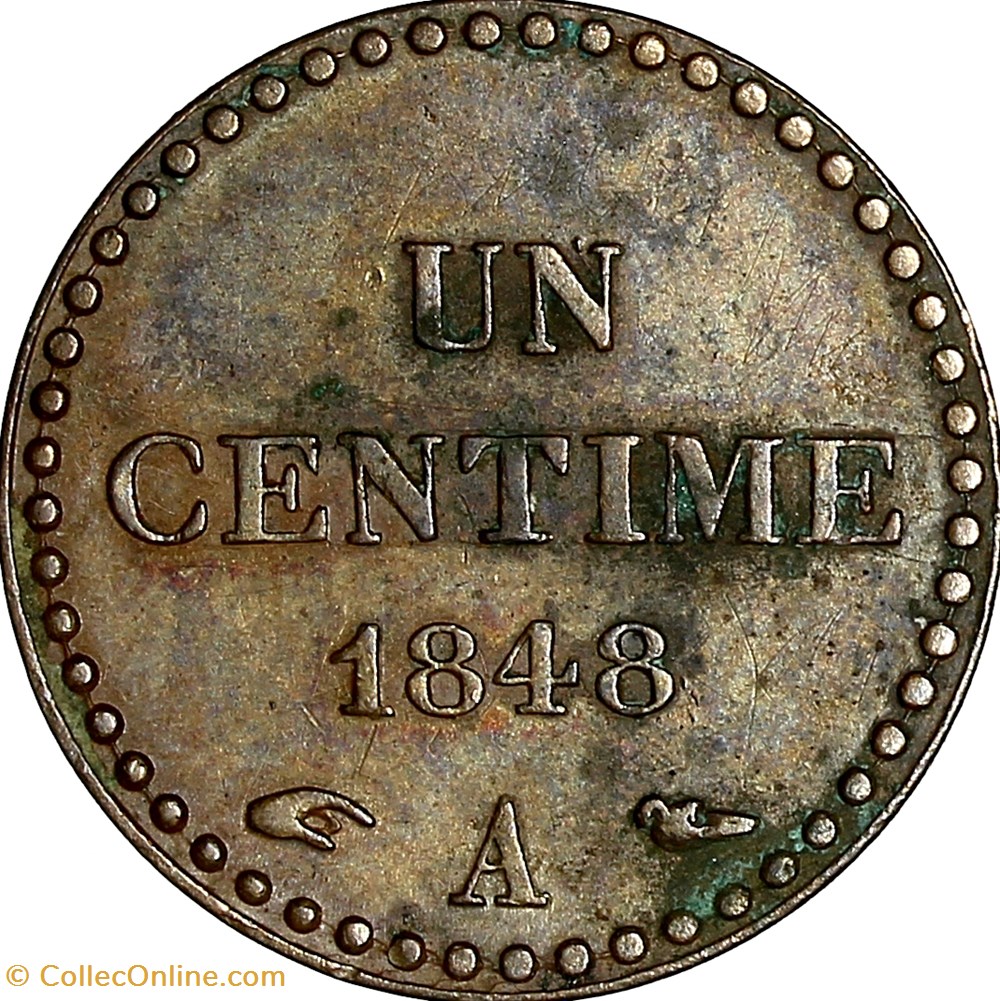 Un centime Dupré, IIe République, 1848, Paris, coin fissuré monnaies monde france un centime dupre iie republique 1848 paris coin fissure