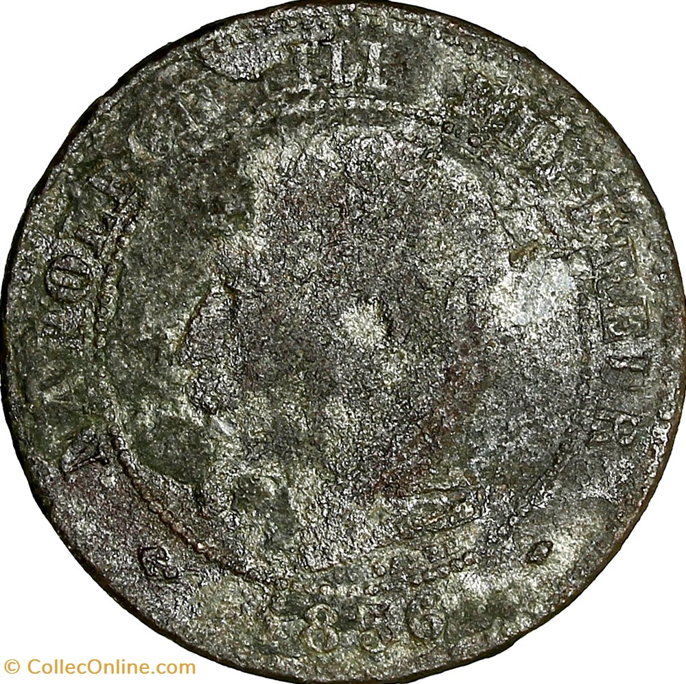 Deux centimes, tête nue, Napoléon III, 1856, Marseille monnaies monde france deux centimes tete nue napoleon iii 1856 marseille