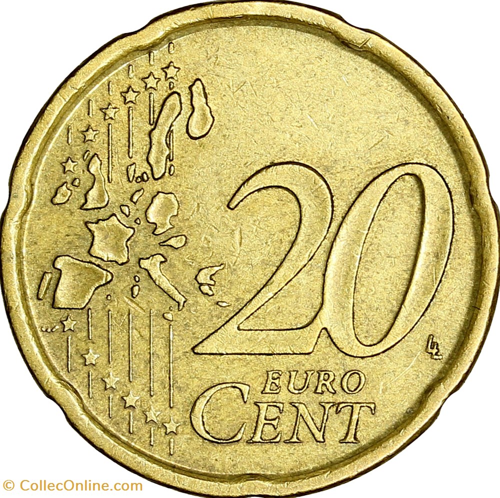 20 centimes, Espagne, 1999, coin ébréché monnaies euros 20 centimes espagne 1999 coin ebreche