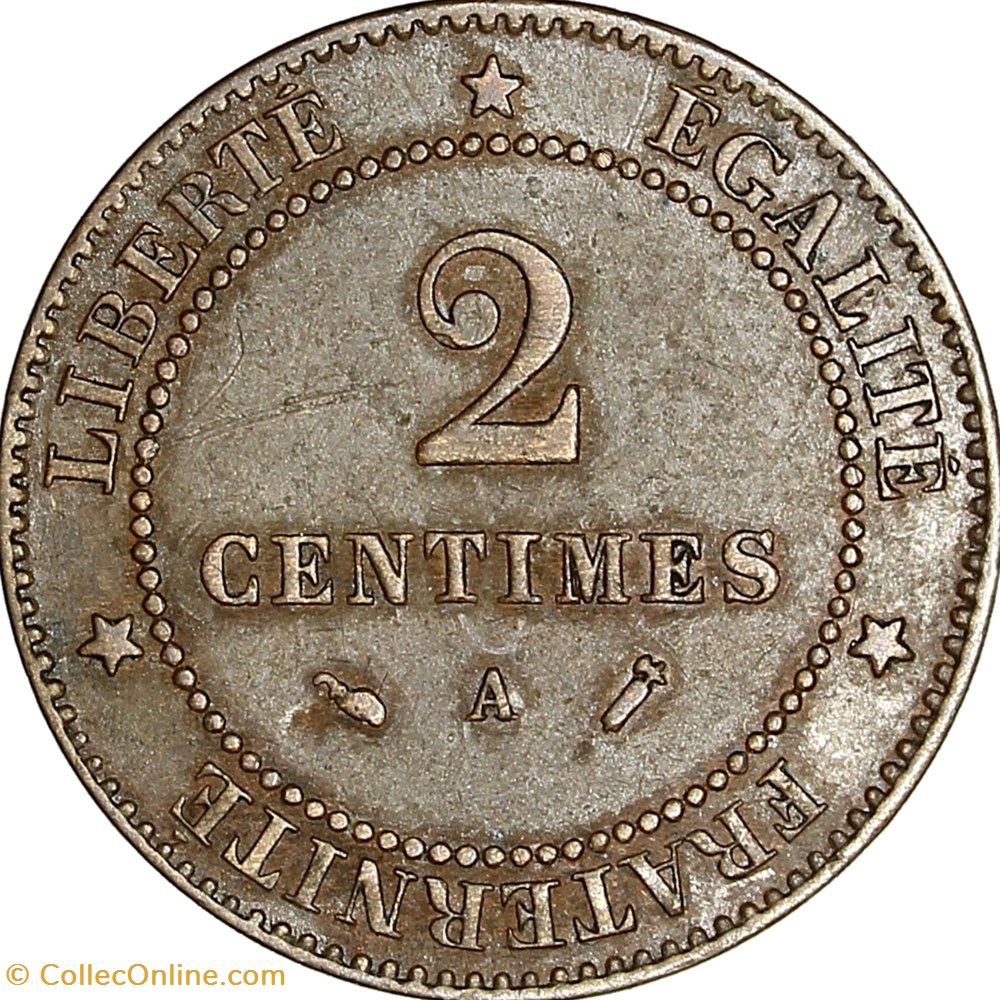 2 centimes Cérès, IIIe République, 1888, Paris monnaies monde france 2 centimes ceres iiie republique 1888 paris