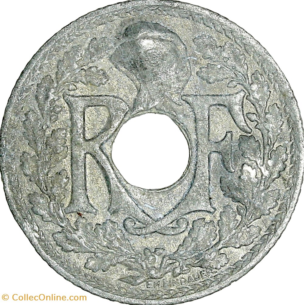 10 centimes Lindauer, zinc, Etat Français, • 1941 •, Cmes souligné, flan cloqué monnaies france modernes 10 centimes lindauer zinc etat francais 1941 cmes souligne flan cloque