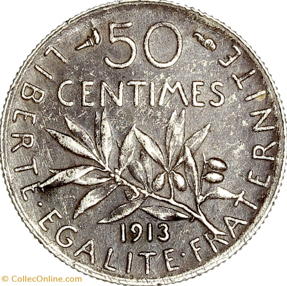 50 centimes Semeuse, IIIe République, 1913 monnaies monde france 50 centimes semeuse iiie republique 1913
