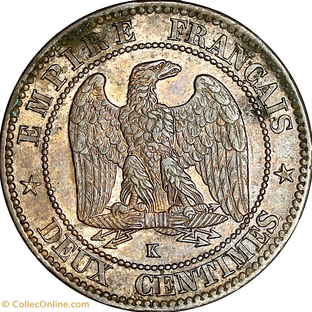 monnaies monde france deux centimes tete lauree napoleon iii 1862 bordeaux