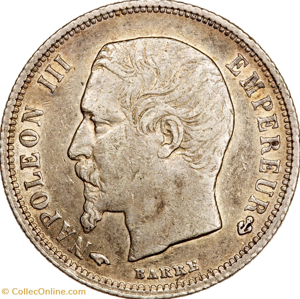 50 centimes, tête nue, Napoléon III, 1858, Paris monnaies monde france 50 centimes tete nue napoleon iii 1858 paris