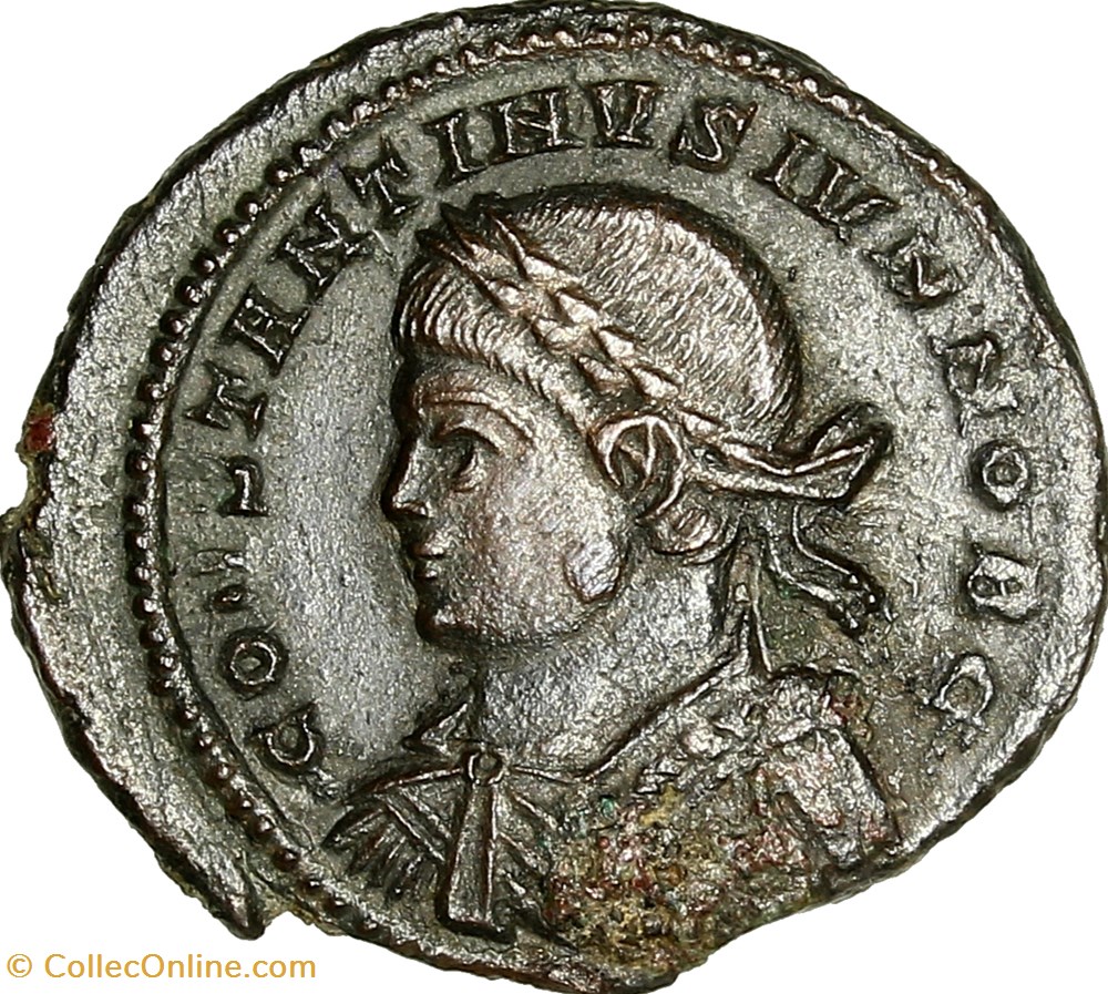 monnaies antiques romaines imperiales et republicaines centenionalis de constantin ii cesar porte de camp 327 328 treves