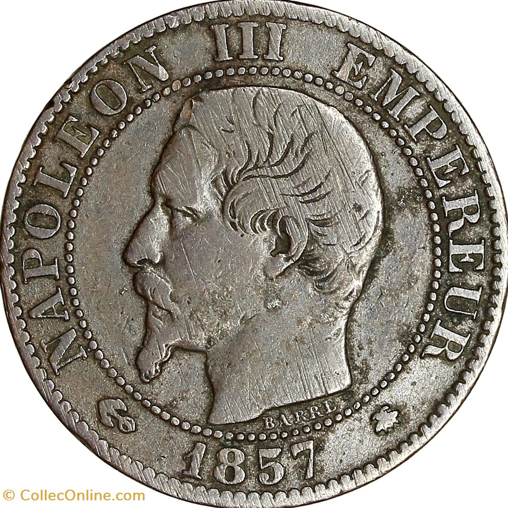 Cinq centimes, tête nue, Napoléon III, 1857, Strasbourg monnaies monde france cinq centimes tete nue napoleon iii 1857 strasbourg