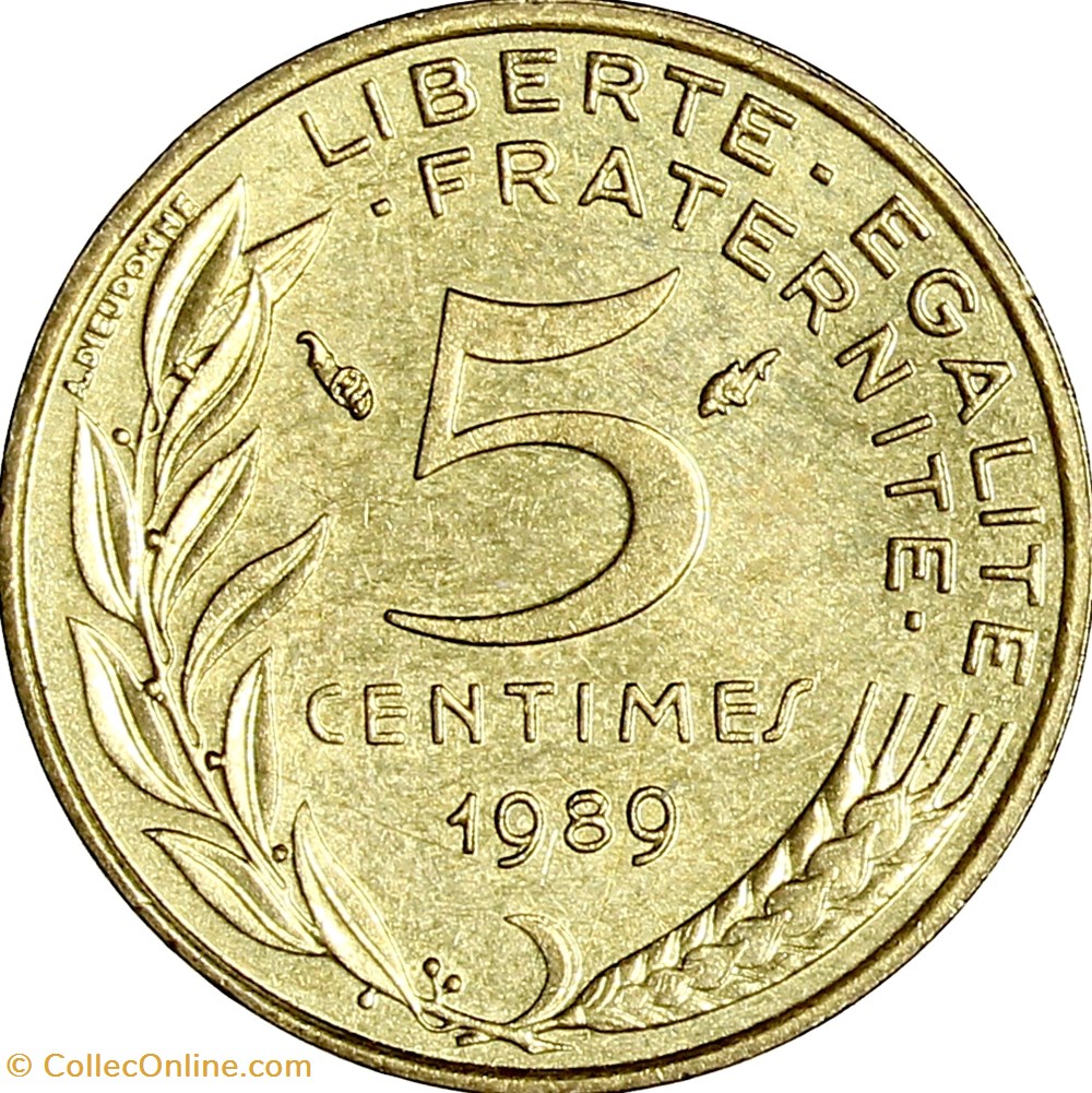 monnaies monde france 5 centimes marianne 1989