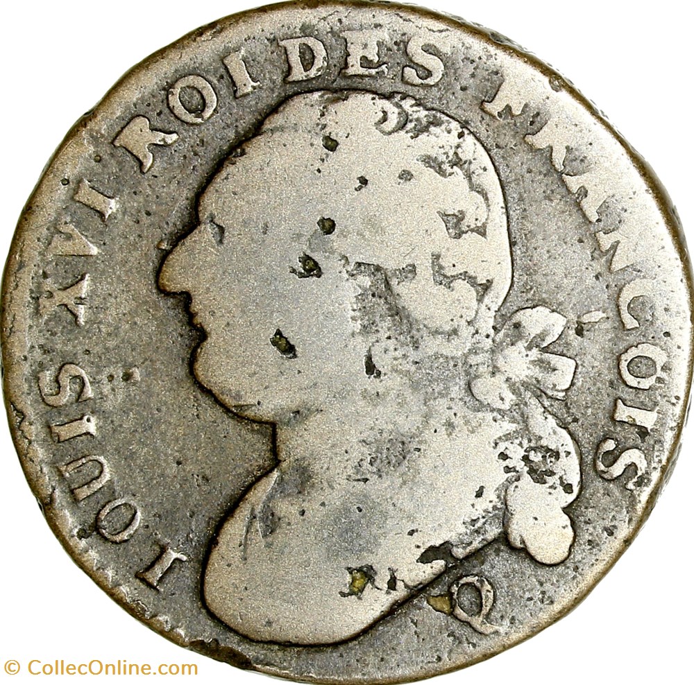 12 deniers au faisceau type François, Louis XVI, 1791, an 3, Perpignan monnaies monde france 12 deniers au faisceau type francois louis xvi 1791 an 3 perpignan