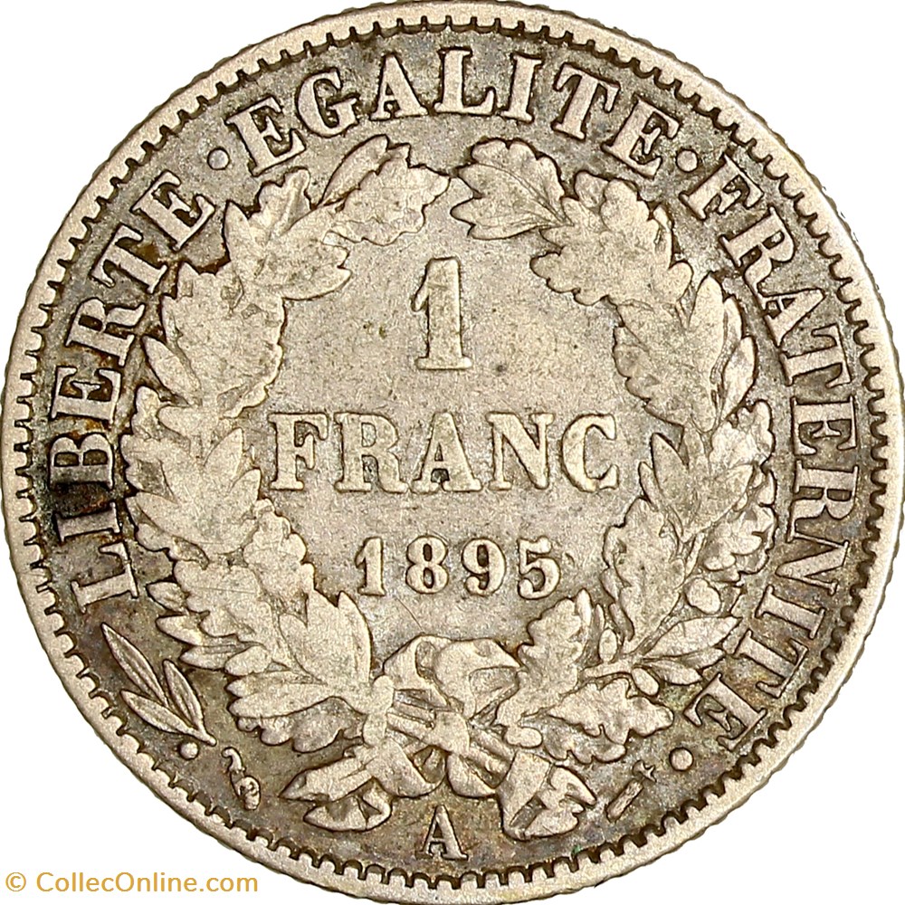 1 franc Cérès, IIIe République, 1895, Paris monnaies monde france 1 franc ceres iiie republique 1895 paris