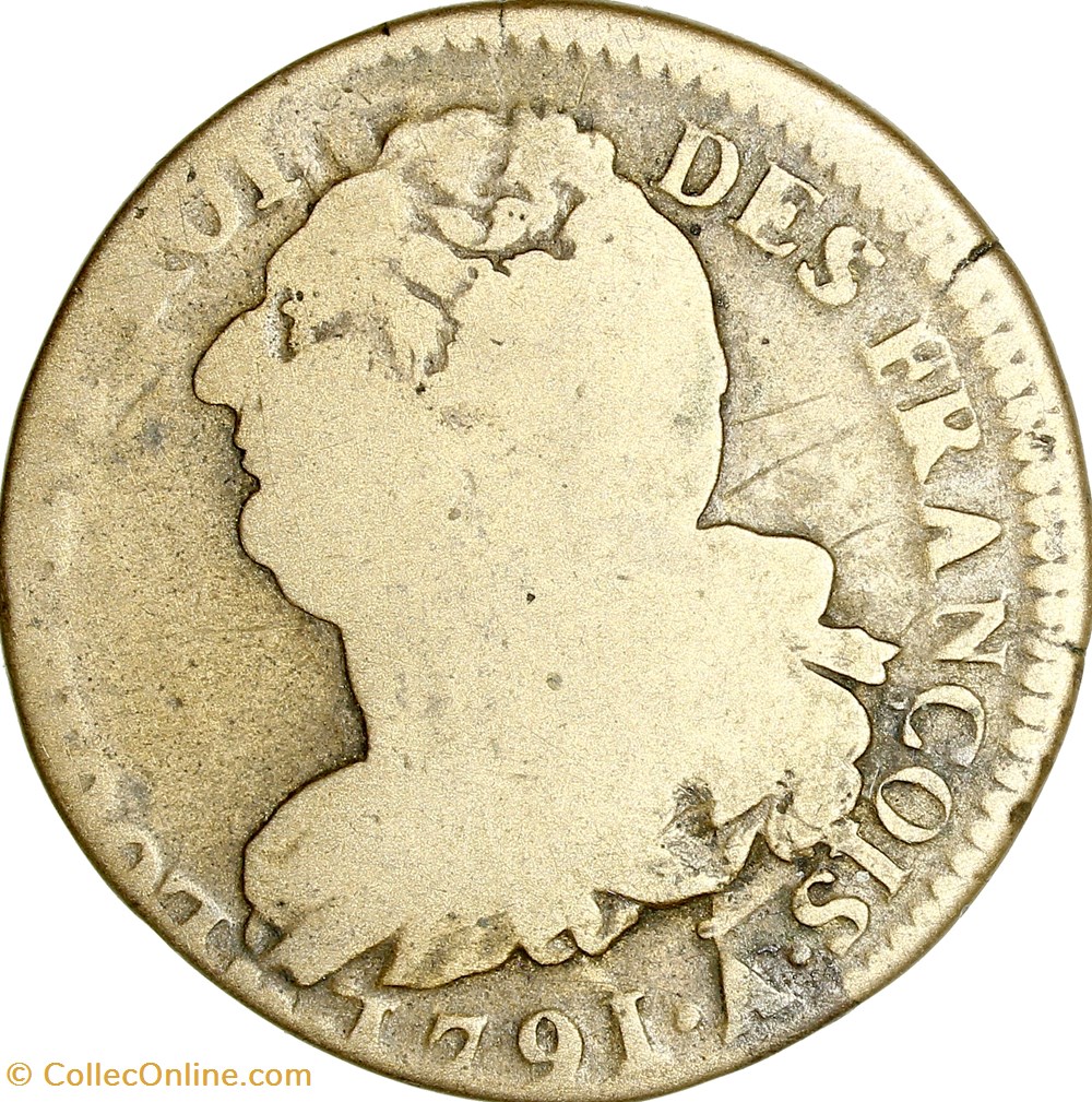 2 sols au faisceau, type François, Louis XVI, 1791, an 3, Paris monnaies monde france 2 sols au faisceau type francois louis xvi 1791 an 3 paris