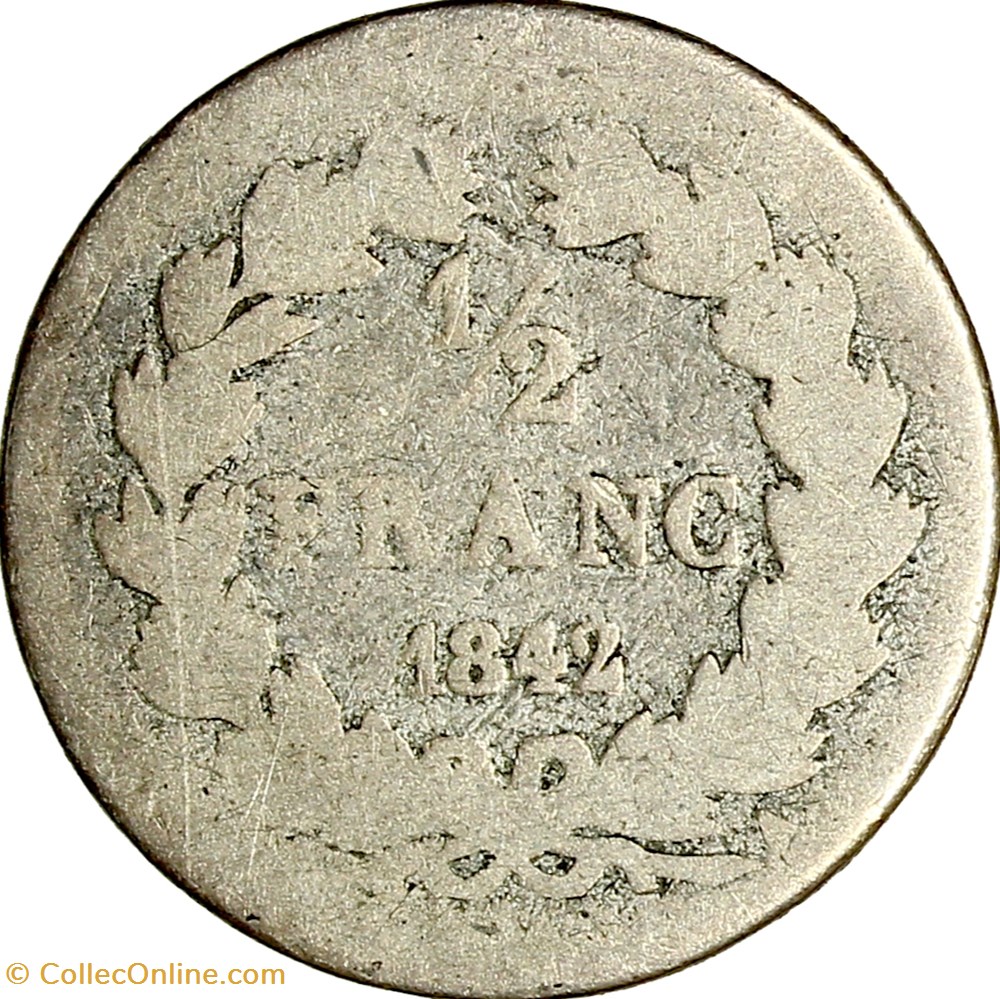1/2 franc, Louis-Philippe Ier, 1842, Paris monnaies monde france 1 2 franc louis philippe ier 1842 paris