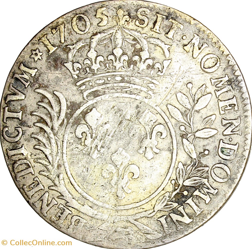 Trente-trois sols aux insignes, Louis XIV, 1705, Strasbourg monnaies europe medievale france royales trente trois sols aux insignes louis xiv 1705 strasbourg