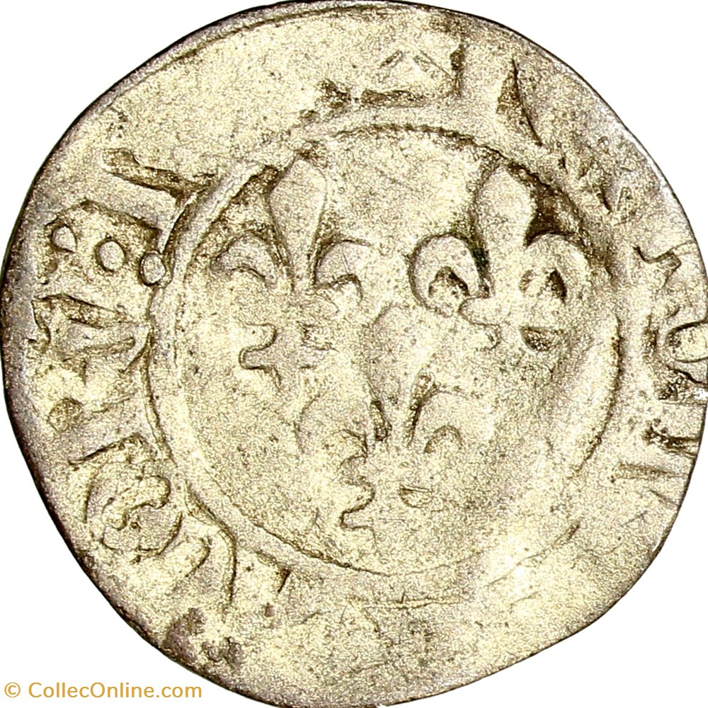 Double tournois de Charles VI, 11 mars 1385, atelier indéterminé monnaies europe medievale france royales double tournois de charles vi 11 mars 1385 atelier indetermine