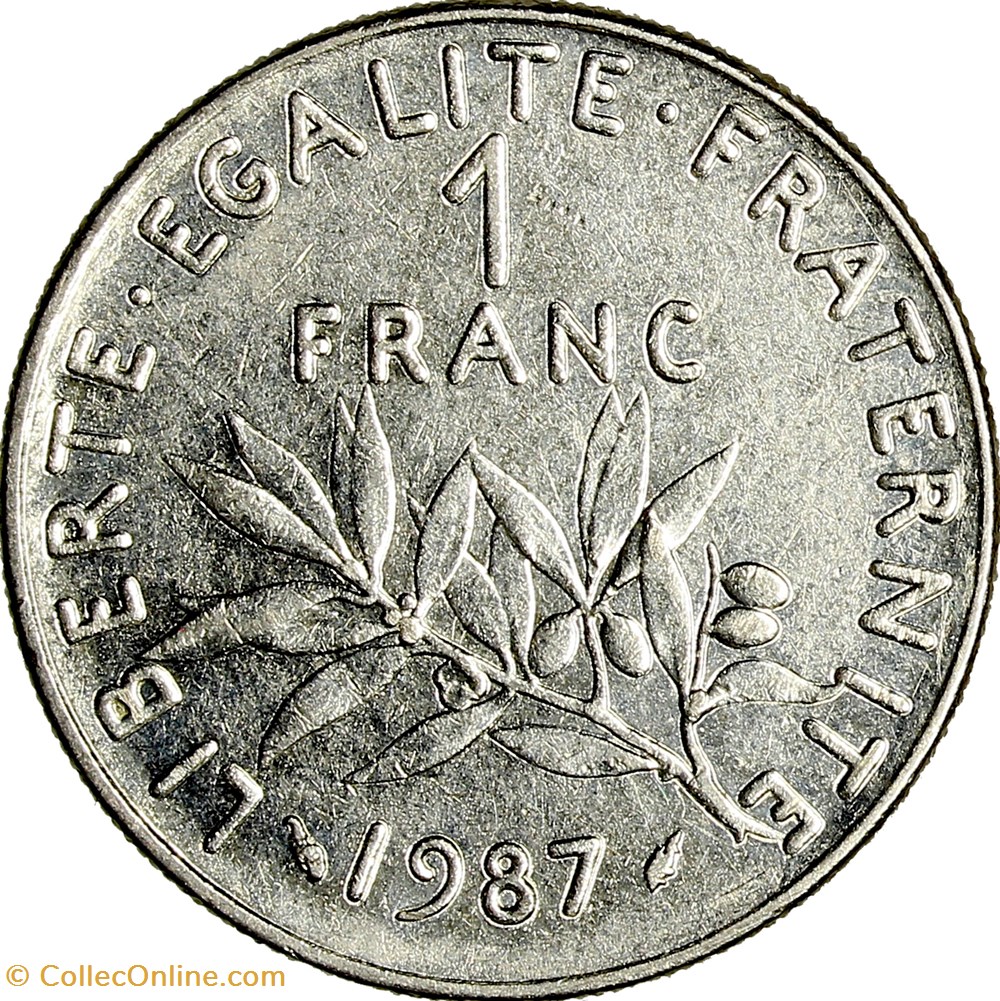 1 franc Semeuse, nickel, 1987 monnaies monde france 1 franc semeuse nickel 1987