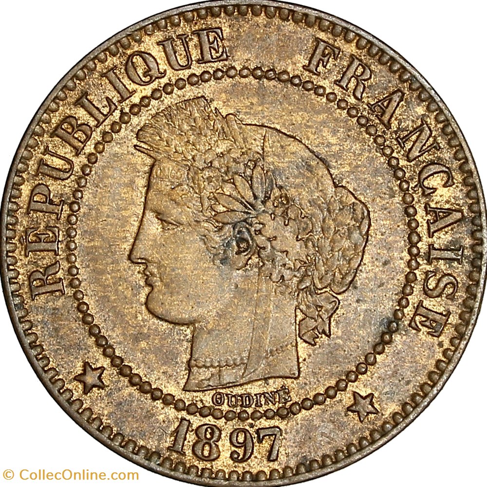 2 centimes Cérès, IIIe République, 1897, Paris monnaies monde france 2 centimes ceres iiie republique 1897 paris