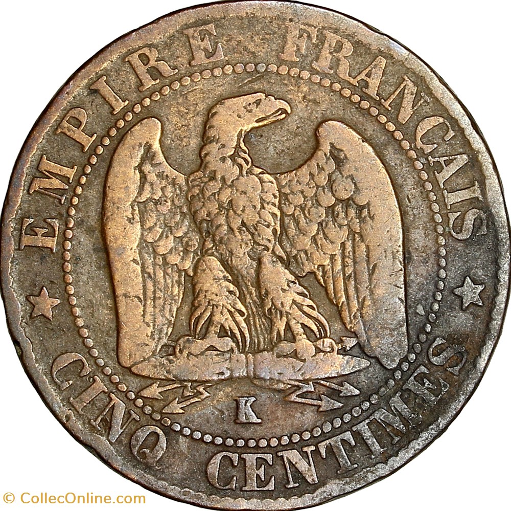 monnaies monde france cinq centimes tete lauree napoleon iii 1864 bordeaux