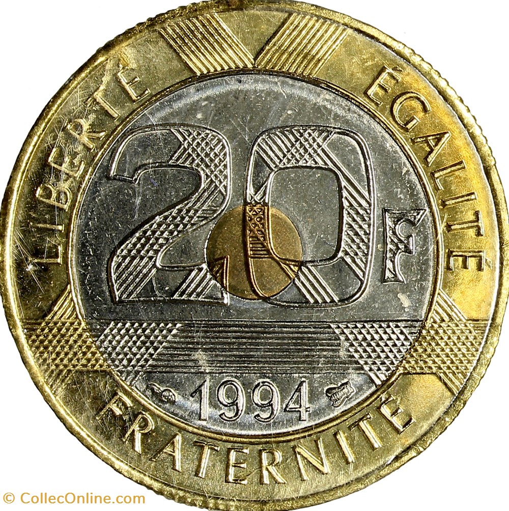 20 francs Mont Saint-Michel, BU, abeille, 1994 monnaies monde france 20 francs mont saint michel bu abeille 1994