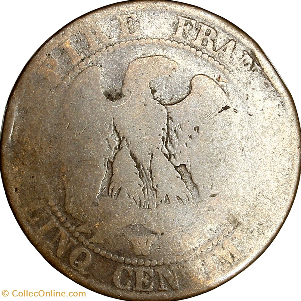 Cinq centimes, tête nue, Napoléon III, 1856, Lille monnaies monde france cinq centimes tete nue napoleon iii 1856 lille