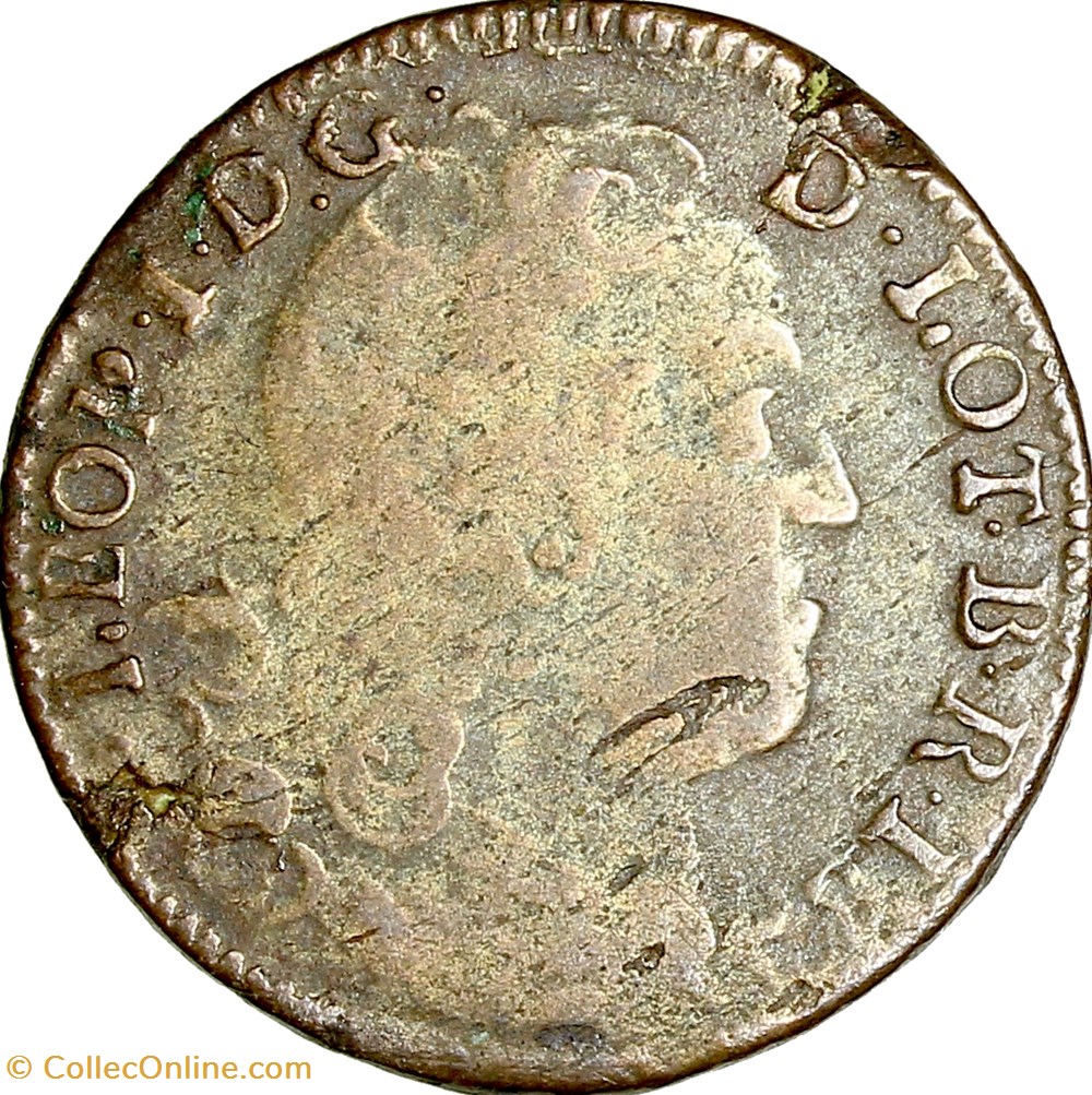Liard de Léopold Ier de Lorraine, 1727, Nancy monnaies europe medievale france feodales liard de leopold ier de lorraine 1727 nancy