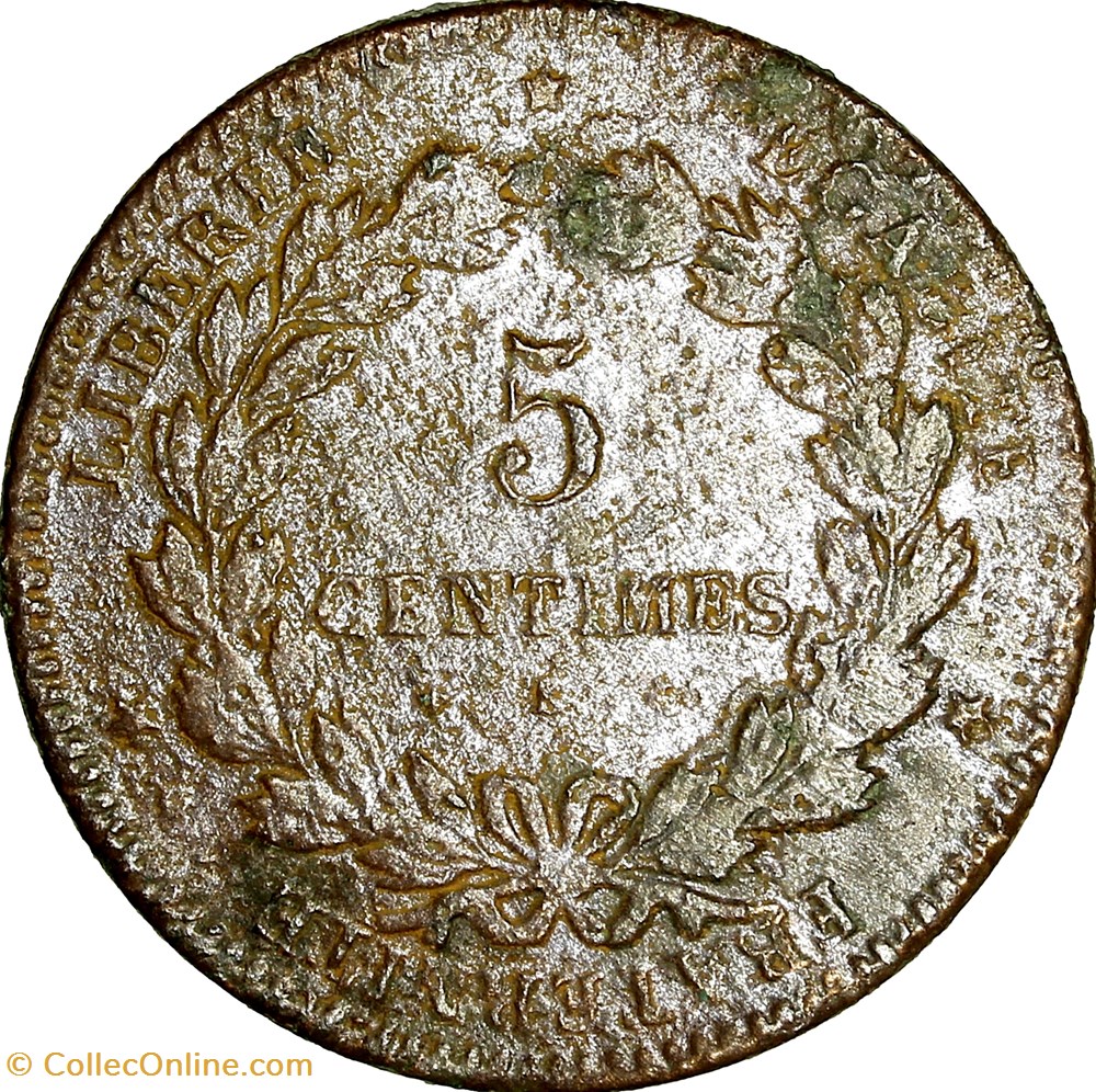 5 centimes Cérès, IIIe République, 1876, Bordeaux monnaies monde france 5 centimes ceres iiie republique 1876 bordeaux
