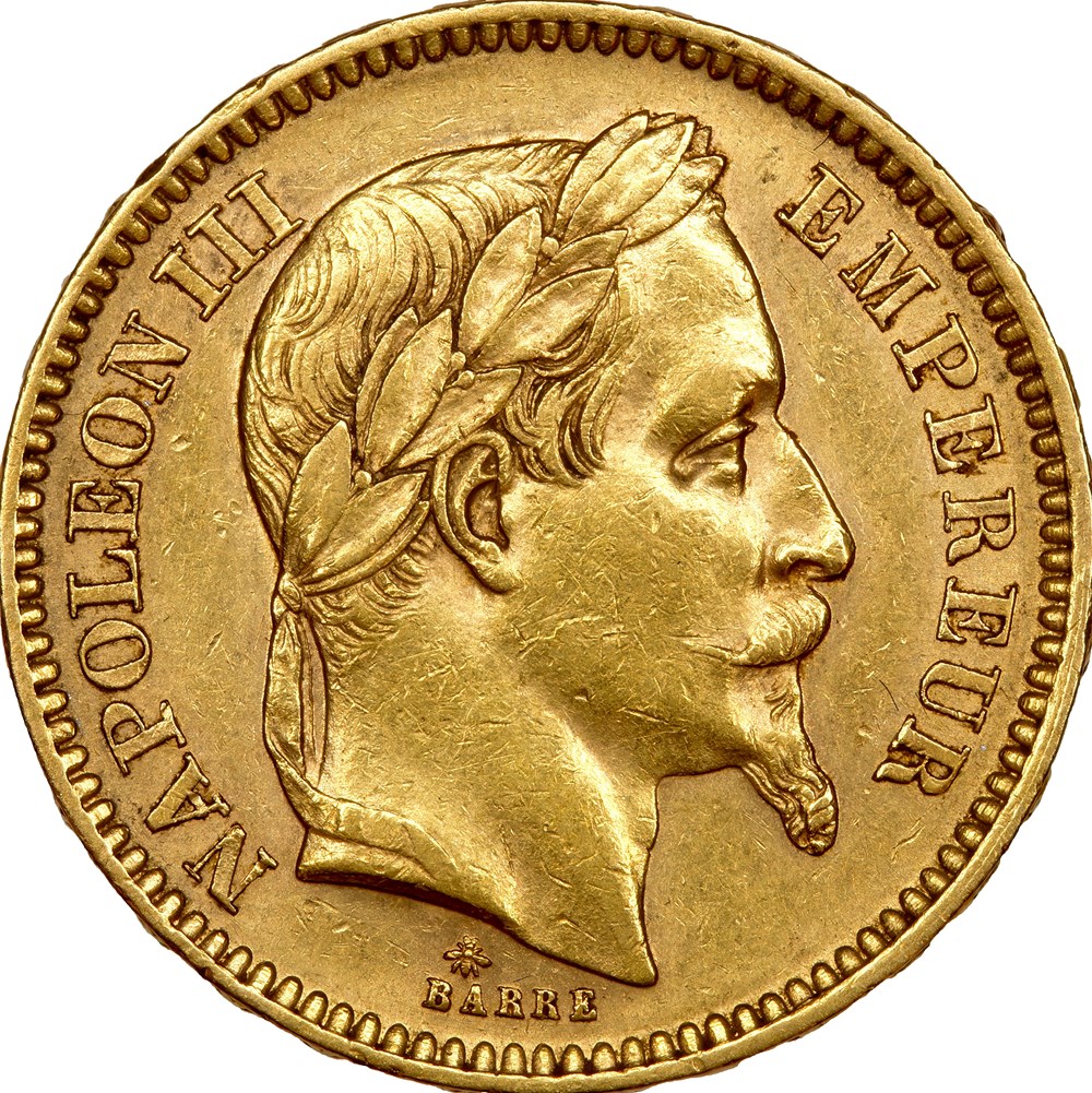 20 francs, tête laurée, Napoléon III, 1865, Paris monnaies monde france 20 francs tete lauree napoleon iii 1865 paris