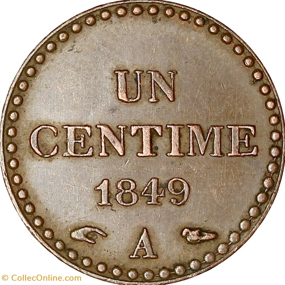 Un centime Dupré, IIe République, 1849, point sur le E, Paris monnaies monde france un centime dupre iie republique 1849 point sur le e paris