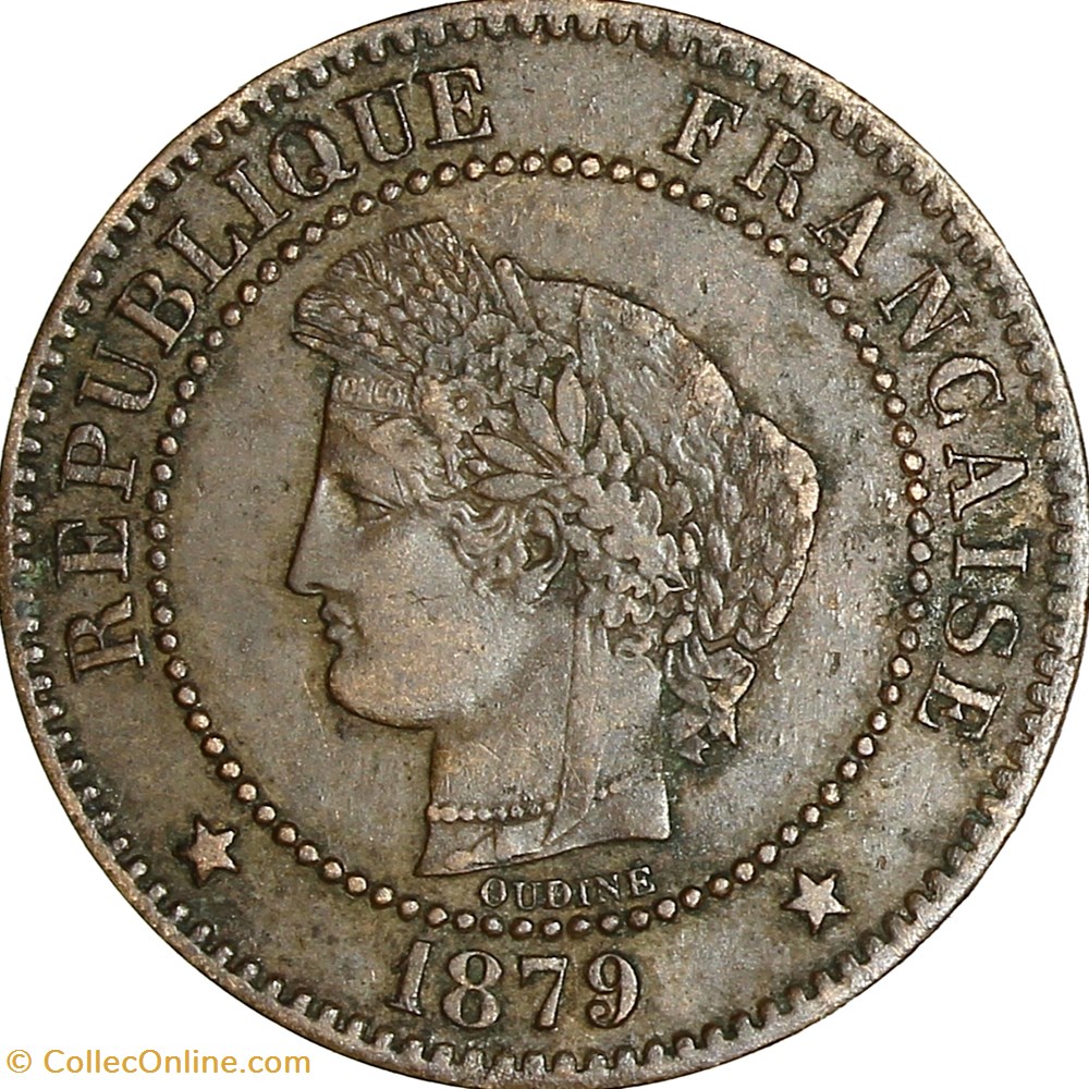 2 centimes Cérès, IIIe République, 1879, A normal, Paris monnaies monde france 2 centimes ceres iiie republique 1879 a normal paris