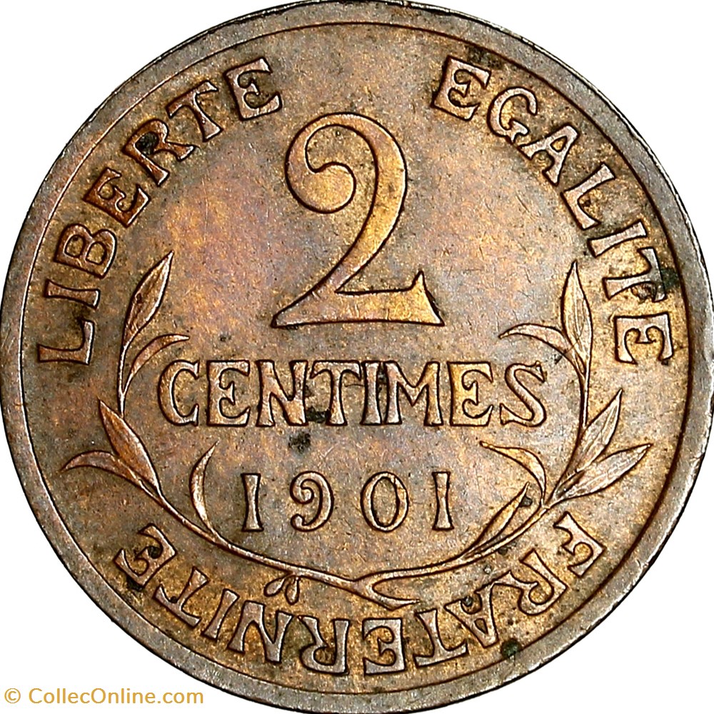 2 centimes Daniel-Dupuis, IIIe République, 1901 monnaies france modernes 2 centimes daniel dupuis iiie republique 1901
