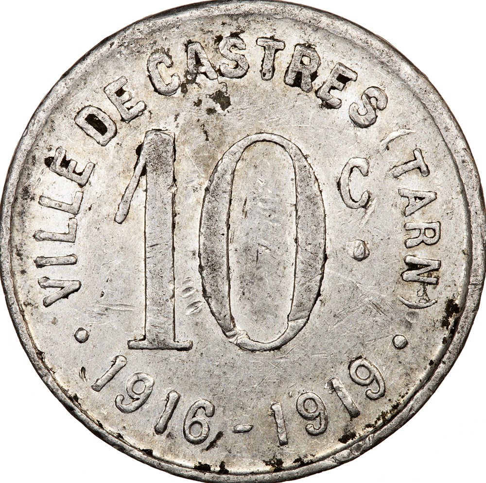 10 centimes, ville de Castres, 1916 monnaies monde france 10 centimes ville de castres 1916