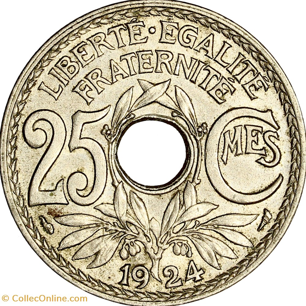 monnaies monde france 25 centimes lindauer iiie republique 1924
