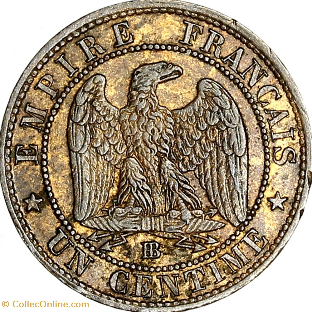 monnaies monde france un centime tete nue napoleon iii 1853 strasbourg