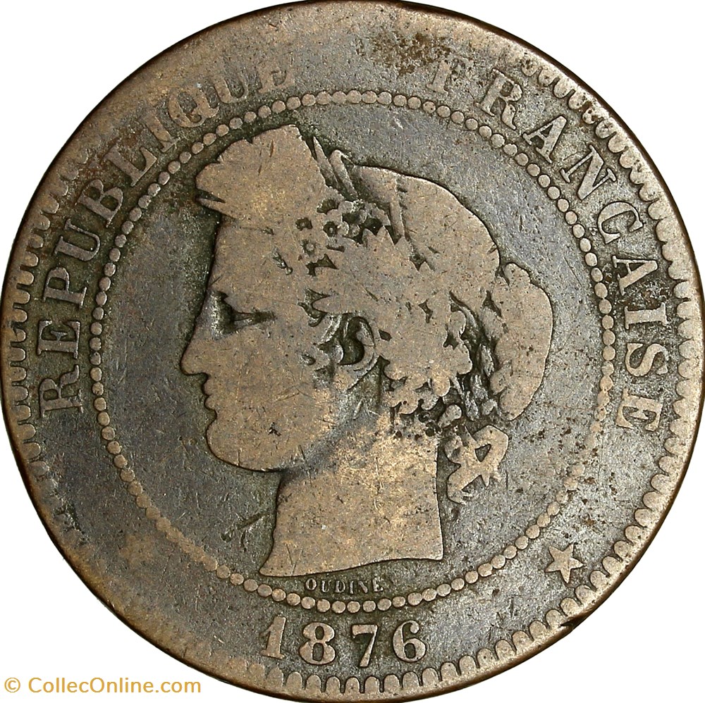 10 centimes Cérès, IIIe République, 1876, Bordeaux monnaies monde france 10 centimes ceres iiie republique 1876 bordeaux