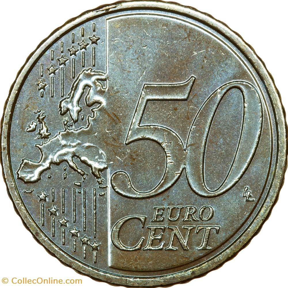 50 centimes, France, 2023, défaut de traitement de surface du flan monnaies euros 50 centimes france 2023 defaut de traitement de surface du flan