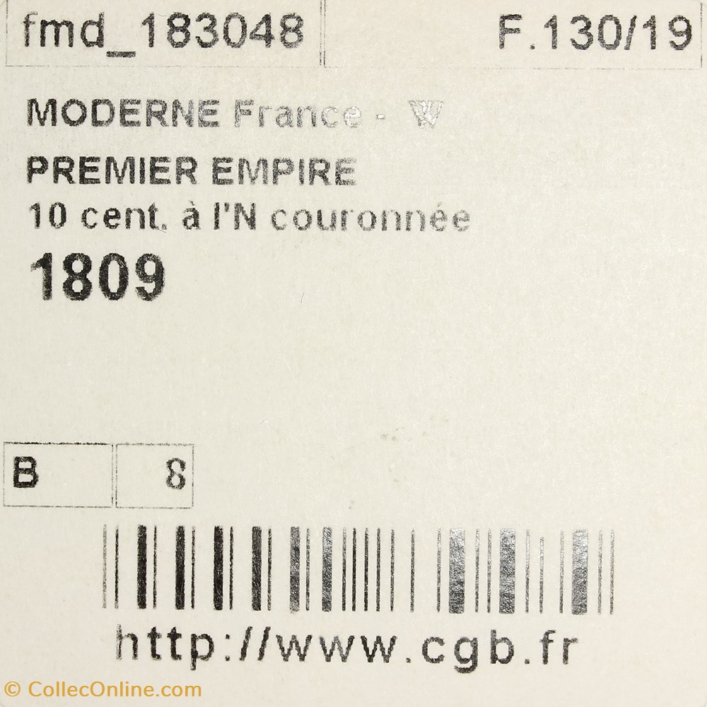 10 cent. à l'N couronnée, Napoléon Ier, 1809, Lille 3 monnaies monde france 10 cent a n couronnee napoleon ier 1809 lille
