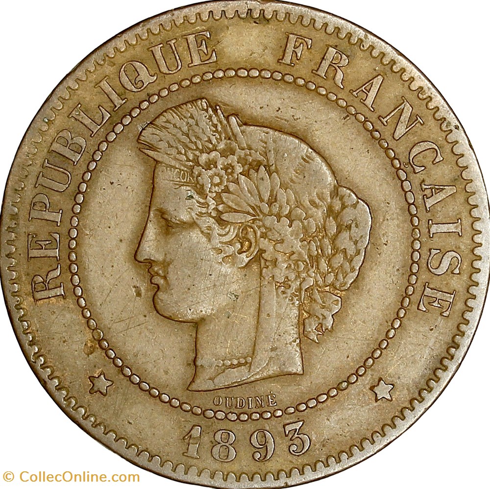 5 centimes Cérès, IIIe République, 1893, Paris monnaies monde france 5 centimes ceres iiie republique 1893 paris