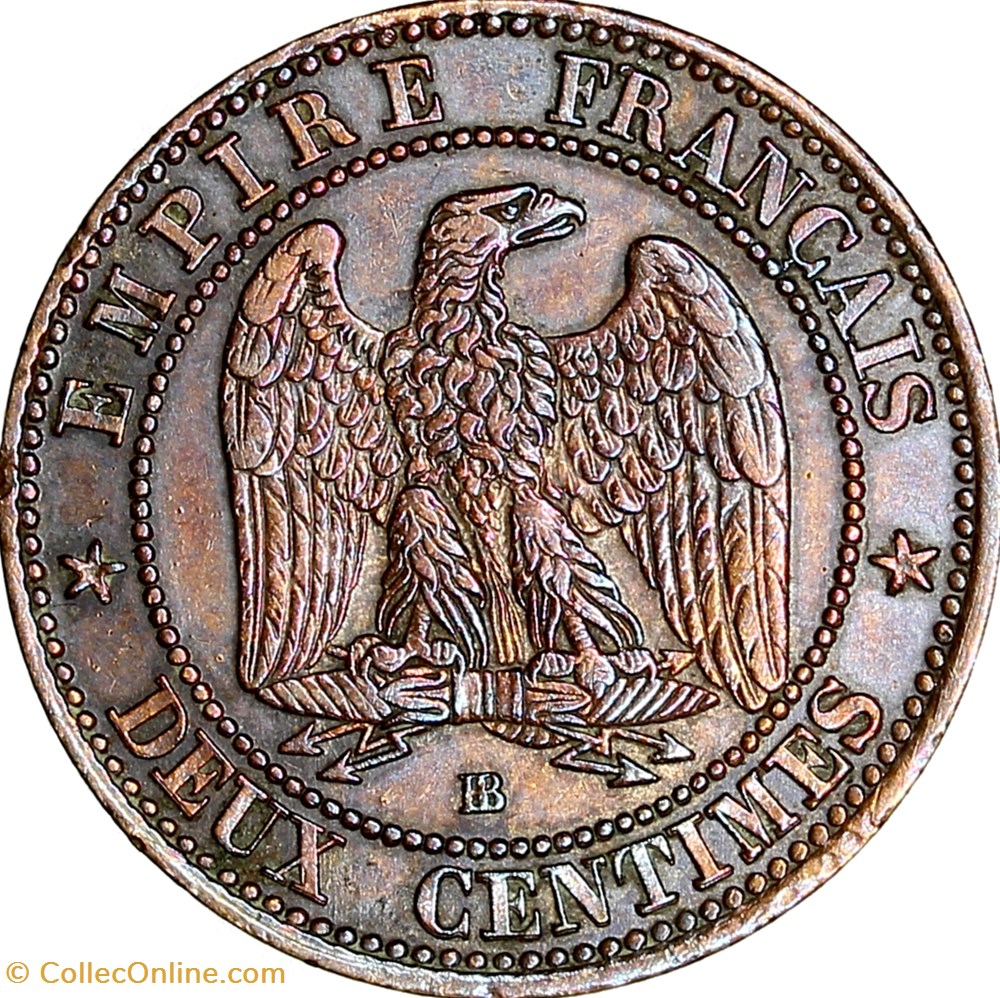 Deux centimes, tête nue, Napoléon III, 1854, Strasbourg monnaies monde france deux centimes tete nue napoleon iii 1854 strasbourg
