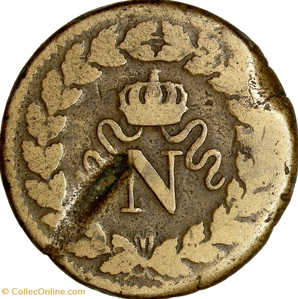Un décime à l'N couronnée, Napoléon Ier, 1814, sans point, Strasbourg monnaies monde france un decime a n couronnee napoleon ier 1814 sans point strasbourg