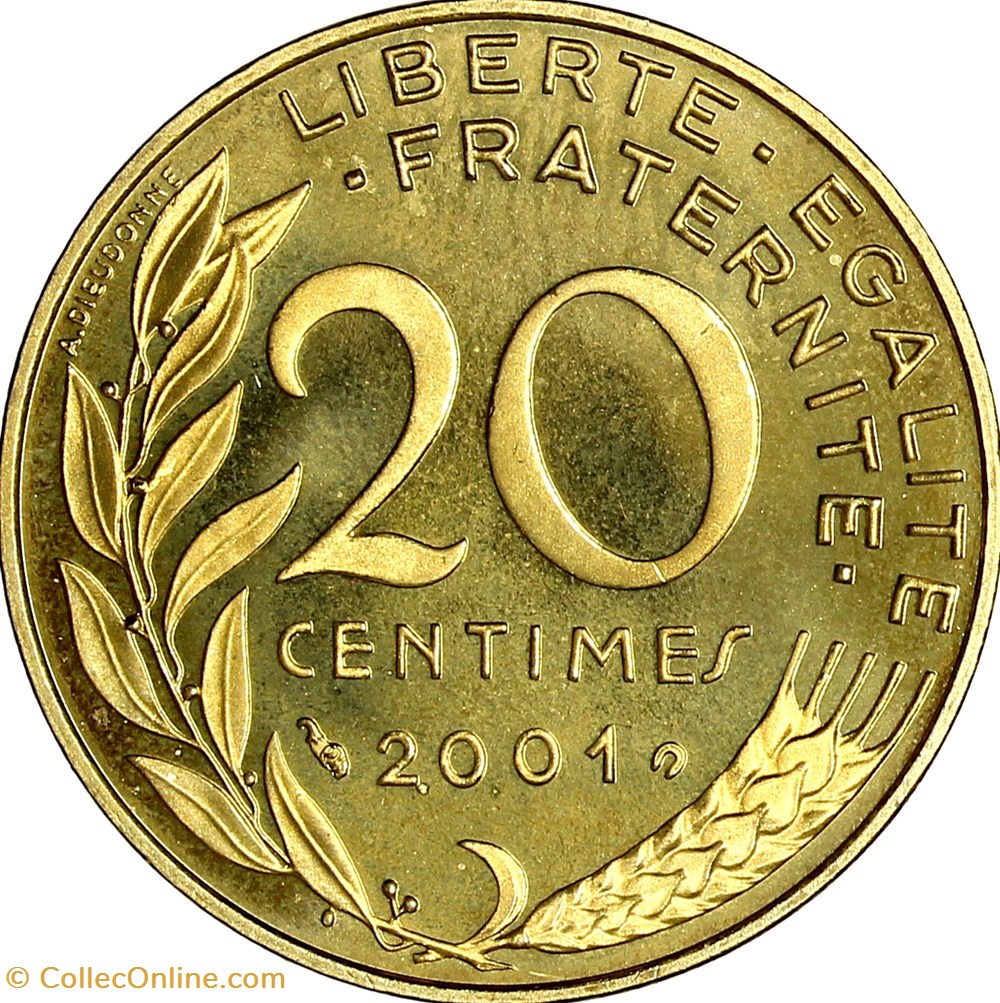 20 centimes Marianne, BE, 2001 monnaies monde france 20 centimes marianne be 2001