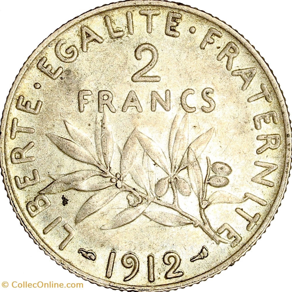 2 francs Semeuse, IIIe République, 1912 monnaies monde france 2 francs semeuse iiie republique 1912
