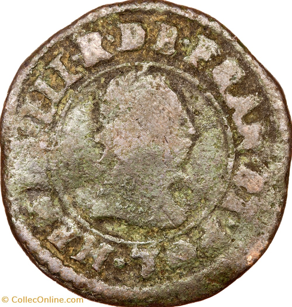 monnaies europe medievale france royales denier tournois 3e type de paris la ligue au nom henri iii 1591 1592 paris