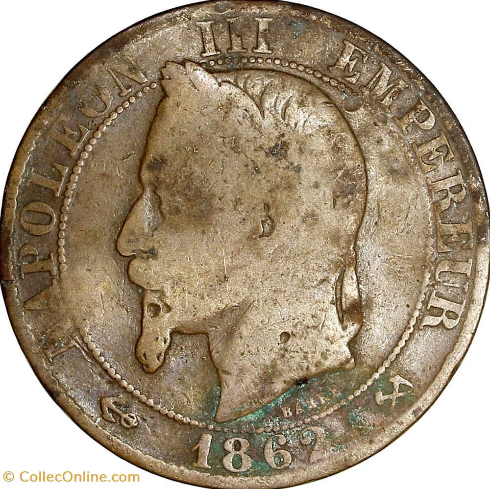 Cinq centimes, tête laurée, Napoléon III, 1862, Bordeaux monnaies monde france cinq centimes tete lauree napoleon iii 1862 bordeaux