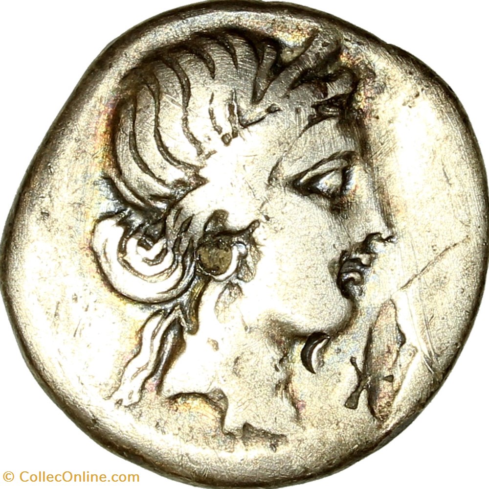 Denarius of Julius Caesar, Aeneas, 47-46 AC., Africa monnaies antiques romaines republicaines imperiales denarius of julius caesar aeneas 47 46 ac africa