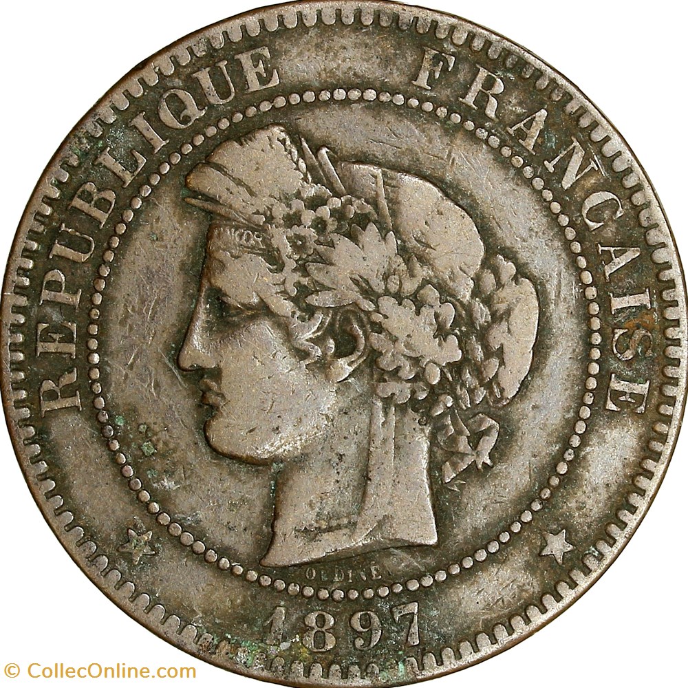 monnaies monde france 10 centimes ceres iiie republique 1897 torche paris