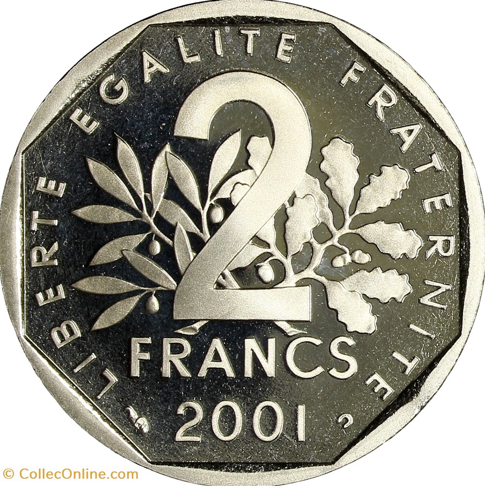 2 francs Semeuse, nickel, BE, 2001 monnaies monde france 2 francs semeuse nickel be 2001