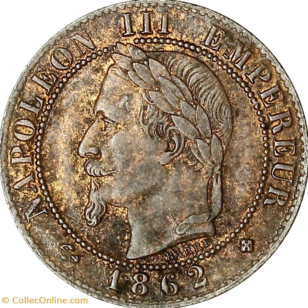 monnaies monde france un centime tete lauree napoleon iii 1862 strasbourg