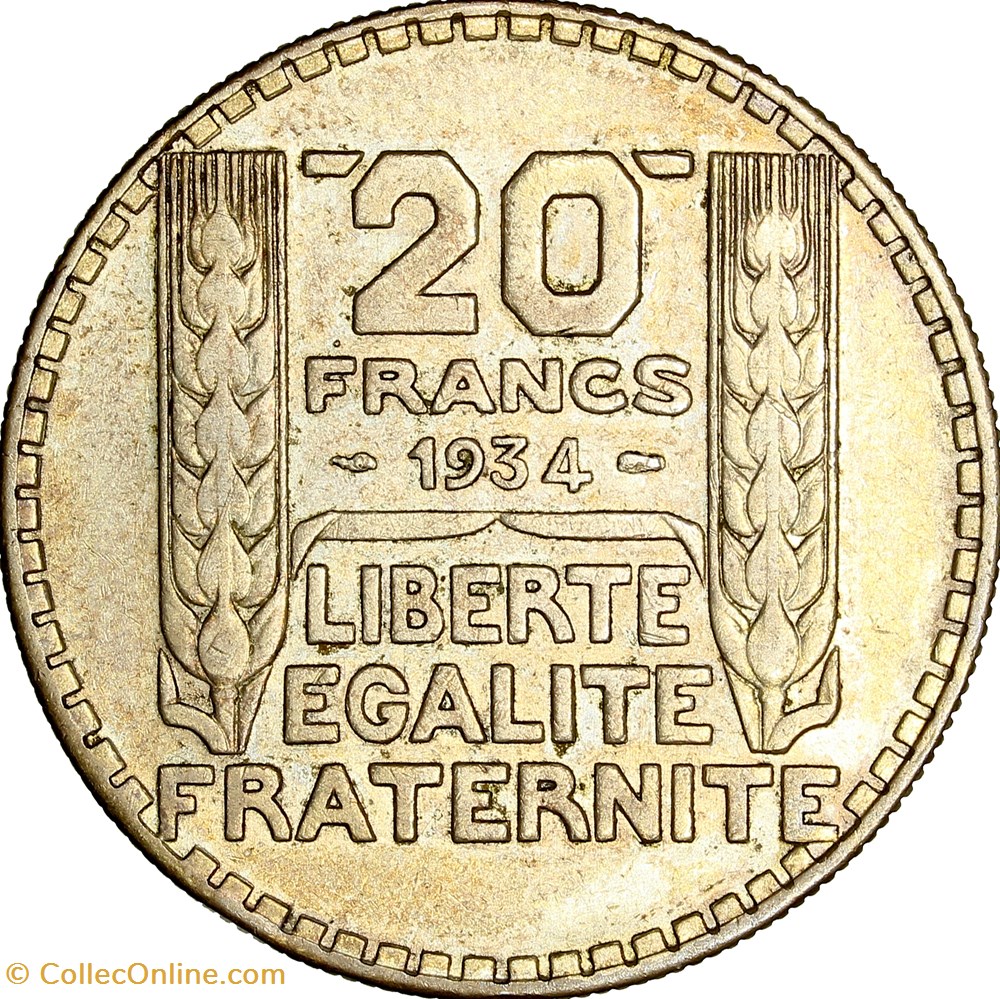 20 francs Turin, IIIe République, 1934 monnaies monde france 20 francs turin iiie republique 1934